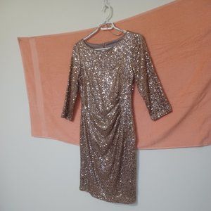 Rouched Copper Sequin Dress